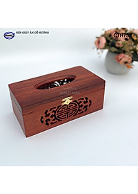 Hộp Giấy Ăn Bằng Gỗ Hương (Cỡ lớn - đủ mẫu) Đục Khắc Hoa Văn Tinh Xảo/Độc Đáo