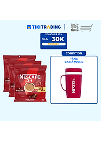 [Tặng Ấm giữ nhiệt có quai (Tết 26) NESCAFE 1L ] Combo 3 Bịch NESCAFE 3IN1 Công thức cải tiến - VỊ NGUYÊN BẢN Bịch 46 gói
