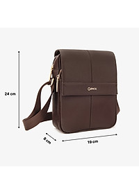 Túi Đeo Chéo Nam Hàng Hiệu GENCE TD09 Da Bò Mềm Cao Cấp Màu Nâu Đậm Dáng Dọc