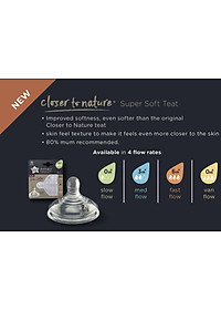 Núm Ty Silicon Siêu Mềm Tự Nhiên Cho Bé Tommee Tippee Natural Start Fast Flow Từ 6 Tháng (Vỉ đôi, tách lẻ)