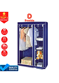 Tủ quần áo 2 buồng 6 ngăn hàng Việt Nam cao cấp - Tủ vải 170cm chất lượng cao khung Inox tĩnh chắc chắn, cứng cáp - Hàng chính hãng D Danido 