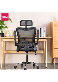 Ghế Xoay Văn Phòng Lưới Làm Việc Công Thái Học Deli - Tay Gập Thông Minh, Có Chỉnh Lưng, Lưới Thoáng Khí, Chân Xoay Tiện Ích, Đệm Ghế Êm Aí, Nhiều Màu - Phù Hợp Học Sinh, Văn Phòng, Game Thủ, Gaming - Hàng chính hãng