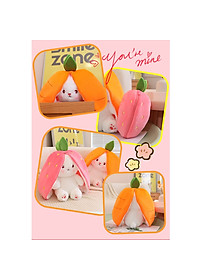 Gấu bông thỏ cà rốt 2 in 1, thú nhồi bông dâu cosplay cao cấp