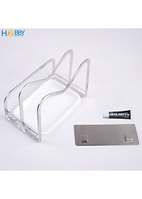 Kệ để thớt nắp vung 2 ngăn dán tường inox 304 Hobby Home Decor TT08