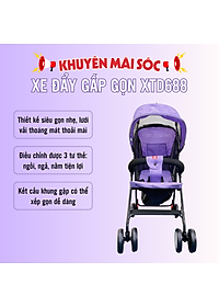 Xe đẩy cho bé cao cấp XD688 - Xe đẩy kéo du lịch gấp gọn siêu nhẹ, siêu thoáng, siêu bền lưới chống tia UV