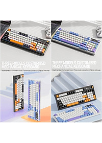 Bàn Phím Cơ Gaming không dây MK95 Bluetooth + USB + Cáp Pin sạc TypeC Hotswap cho máy tính laptop điện thoại hàng nhập khẩu