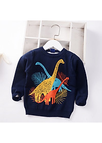 Áo len bé trai dài tay 2 lớp hình khủng long, Áo len cho bé 2-7 tuổi đanh sợi không bai xù