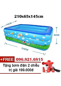 hồ bơi phao trẻ em,Bể bơi phao trong nhà, hình chữ nhật kích thước 210cm
