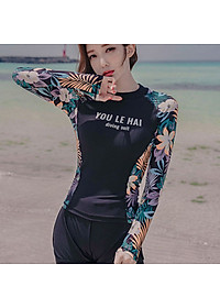 Bộ bơi nữ 3 chi tiết chống nắng toàn thân, áo bơi dài tay + quần sooc đùi + quần bơi dài, chất thun bơi Lycra cao cấp | KT023