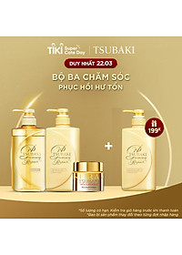 Bộ Ba Chăm Sóc Tóc Phục Hồi Ngăn Rụng Tóc TSUBAKI Gội Xả (490ml/chai) + Mặt Nạ Tóc Cao Cấp Phục Hồi Hư Tổn 180g