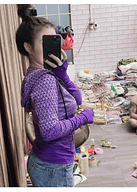 Áo Khoác Thun Nữ Rằn Ri Có Nón Chống Nắng,Tập Thể Thao Ôm Body Siêu Đẹp Mềm Mịn Mỏng Mát