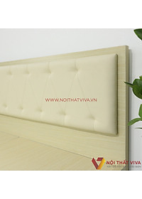 Giường Ngủ Gỗ Mdf Phủ Melamine Bọc Nệm Hiện Đại Màu Kem