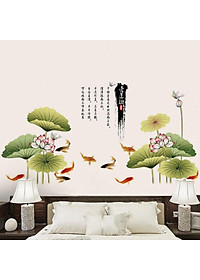 Decal dán tường kết hợp Bụi Tre và  Sen AM9104+0779C