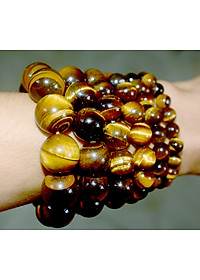 Vòng tay chuỗi đá mắt hổ nâu vàng-Nhiều cỡ ly