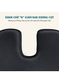 Đệm ngồi ghế văn phòng chống đau xương cụt, ê mông, thâm mông, xệ mông cho dân văn phòng, lái xe, học sinh - Thương hiệu EMA - Loại cao cấp có gel tản nhiệt