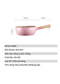 Chảo Chống Dính Sâu Lòng Đáy Từ Vân Tổ Ong Size 18cm Có Tay Cầm Gỗ-Nồi Nấu Mì Màu Pastel Lúa Mạch- Hàng Loại 1 Chính Hãng MINIIN