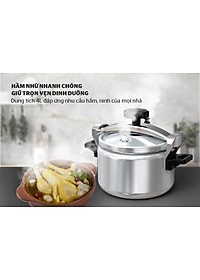 Nồi áp suất Sunhouse SHG9900-04, SHG9900-05, SHG9900-06, Dung tích 4L, 5L, 6L, Chất liệu nhôm nguyên chất bền bỉ, Sử dụng trên bếp gas và bếp hồng ngoại, không dùng được bếp từ - Hàng chính hãng