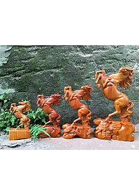 Tượng con ngựa tượng phong thủy gỗ hương kt cao 40×22×10cm