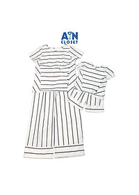 Bộ quần áo lửng bé gái họa tiết Sọc xám linen cotton - AICDBGO2C8RB - AIN Closet