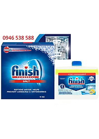 Combo Muối rửa bát Finish 4kg+Vệ sinh máy Finish