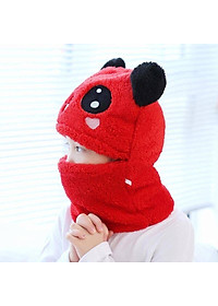Mũ len trùm đầu tai gấu dễ thương liền khăn cổ giữ ấm chồng gió lạnh mùa đông - mu len trum dau
