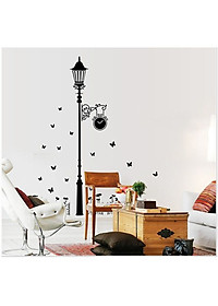 Decal dán tường Cột đèn đen 3D