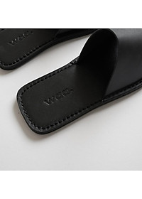 Dép quai ngang Unisex Basic Sandals WAA.- DA THẬT 100% - Sản phẩm thiết kế - Màu đen