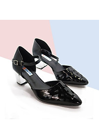 Giày sandal nữ hàng hiệu rosata cao gót đế cao 5 phân màu đen za05