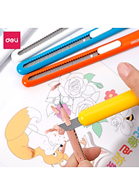 Dao rọc giấy mini nhỏ 80mm Deli - 4 màu Xanh dương/ Cam/ Trắng/ Vàng - 2025