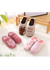 Dép Bông Đi Trong Nhà Hình Mèo Dễ Thương Cực Êm, Đế Nhựa Dẻo Được Khâu Rất Chắc Chắn. DP97
