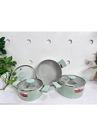 Bộ nồi chống dính men sứ Elmich EL -5204SK size 18,20,24cm - Hàng Chính Hãng