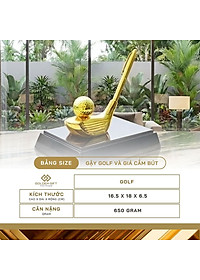 Gậy golf và giá cắm bút mạ vàng 24K: Quà tặng độc đáo cho sếp, đối tác yêu thích thể thao golf, quà tặng giải thi đấu golf