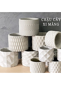 Chậu cây để bàn làm việc văn phòng, OnionDecor 15x11cm, Chậu Xi Măng Trụ Tròn Họa Tiết Vintage trồng sen đá, xương rồng, cây cảnh mini cement pots