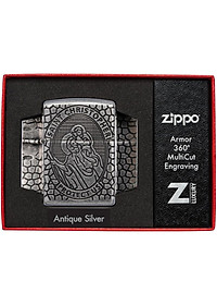 Bật Lửa Zippo 49160 – Zippo Armor St. Christopher Medal Design Antique Silver