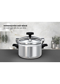 Nồi áp suất Sunhouse SHG9900-04, SHG9900-05, SHG9900-06, Dung tích 4L, 5L, 6L, Chất liệu nhôm nguyên chất bền bỉ, Sử dụng trên bếp gas và bếp hồng ngoại, không dùng được bếp từ - Hàng chính hãng