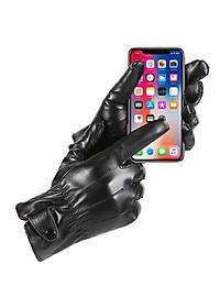 Găng tay nam mùa đông lót nỉ lông ấm áp lòng bàn tay chống trượt, cảm ứng điện thoại GTN2