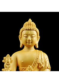 Tượng đức phật Dược Sư - tượng phật Dược Sư bằng gỗ hoàng dương - C145 (Hàng cao cấp, tinh xảo, Cao 14.5 cm)