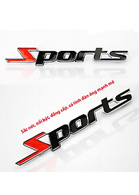Logo kim loại chữ nổi SPORTS dán ô tô