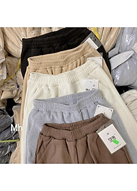 Quần Jogger Bo Gấu Trơn Nỉ Nhung Tăm Nữ Unisex