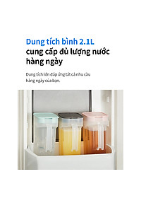 Bình nước LocknLock One Handed HAP818 - Tay cầm và nắp đậy tiện lợi - Nhựa PP - Dung tích 2.1L