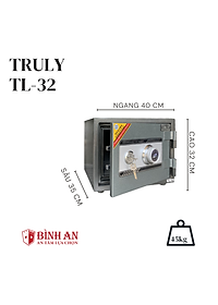 Két Sắt Chống Cháy Gia Đình TRULY TL-32 Chống Cháy, Chống Trộm Công Nghệ Hàn Quốc 45kg Bảo Hành 5 Năm - Hàng Chính Hãng 