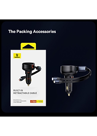 Tẩu sạc dùng trên ô tô tích hợp cáp Type C và iP Cable 60W Baseus Enjoyment Pro Car Charger - Hàng chính hãng