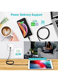 Dây cáp sạc nhanh 30W chuẩn PD 3.0 Type-C ra cho iPhone / cho iPad dài 180cm hiệu CHOETECH IP0040 (trang bị chip sạc thông minh, tốc độ truyền tải dữ liệu tốc độ cao 480Mbps) - Hàng nhập khẩu