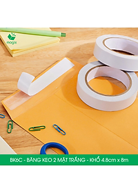 BK6C - 12 cuộn băng keo 2 mặt siêu dính - Khổ 4.8cm x 8m - Băng dính 2 mặt, băng keo hai mặt