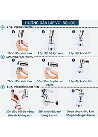 Đầu vòi lọc nước KG057 rửa chén bát giúp tăng áp lực nước, tiết kiệm nước, có lõi lọc nước nano xoay 360 độ - Hàng chính hãng