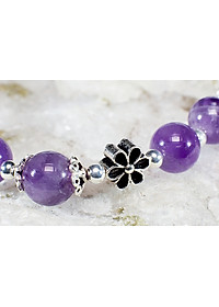 Vong Tay Phong Thủy Thạch Anh Tím Thiên Nhiên Mix Bạc 925 Cho Mạng Kim Thủy, Món Qùa Trang Sức  Phong Thủy May Mắn Ý Nghĩa  VT016