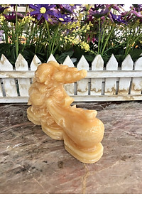 Tượng Phật Di Lặc kéo bao tiền phong thủy đá ngọc hoàng long trang trí bàn làm việc - Dài 15cm