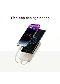 Pin dự phòng sạc nhanh ROCK P99 PD 22.5W 20000mAh có cáp tích hợp , hàng chính hãng bảo hành 1 năm