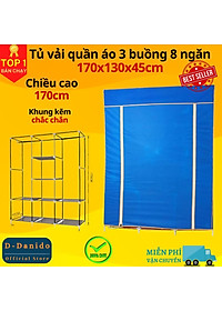 Tủ Vải Quần Áo 3 Buồng 8 Ngăn To, Bền - Hàng Chính Hãng