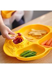 Đĩa ăn dặm silicon chia ngăn có đế hút chân không chống đổ Yummy Marcus & Marcus, cho bé từ 18 tháng